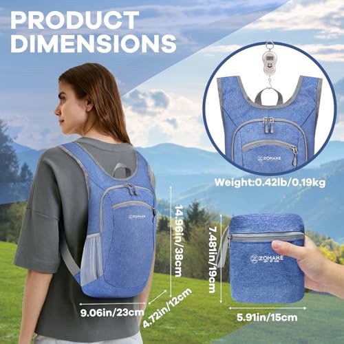 ZOMAKE Lightweight Packable Backpack - Water-Resistant Daypack