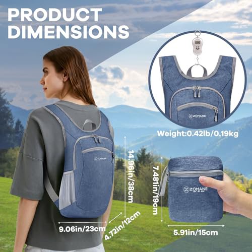 ZOMAKE Lightweight Packable Backpack - Water-Resistant Hiking Daypack