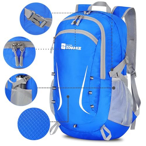 ZOMAKE Lightweight Packable Hiking Backpack - Small Daypack (Light Purple&Dark Blue) (image 4)
