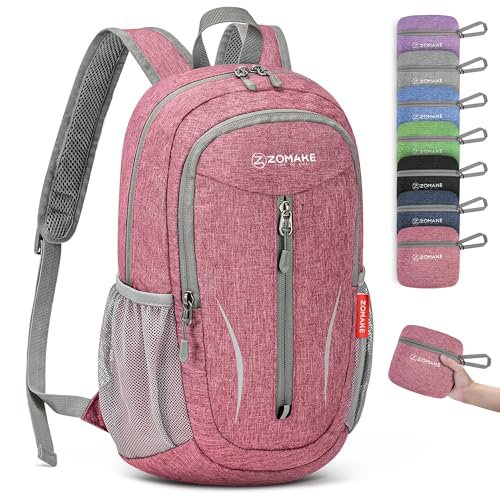 ZOMAKE Lightweight Packable Hiking Daypack (Pink&Orange) (image 2)
