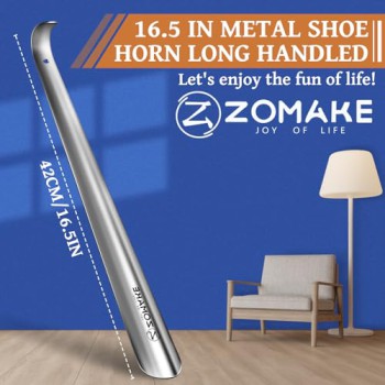 ZOMAKE Long Handle Metal Shoe Horn