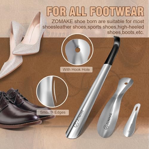 ZOMAKE Long Handle Shoe Horn 2 Pack (Silver) (image 4)