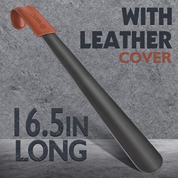 ZOMAKE Metal Shoe Horn 16.5" (Brown Handle)