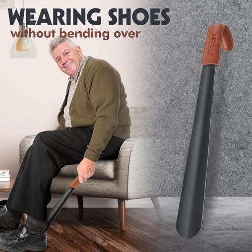 ZOMAKE Metal Shoe Horn 16.5" (Brown Handle) (image 2)