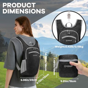ZOMAKE Packable Backpack (Black) 10L