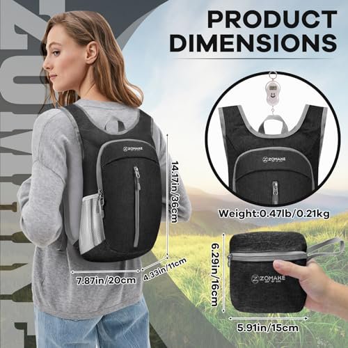 ZOMAKE Packable Daypack 10/20L - Water-Resistant Travel Backpack (image 5)