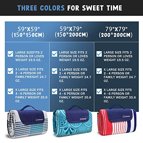 ZOMAKE Waterproof Picnic Blanket (Peacock Blue) (image 5)